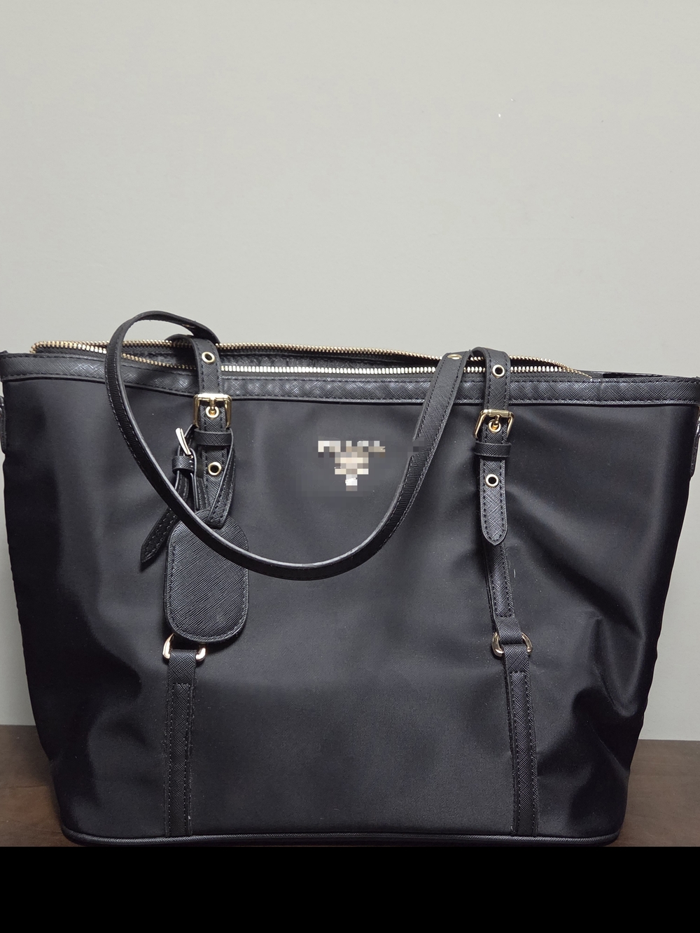 Black Nylon Tote Bag Gold-Tone Hardware – Unknown Brand